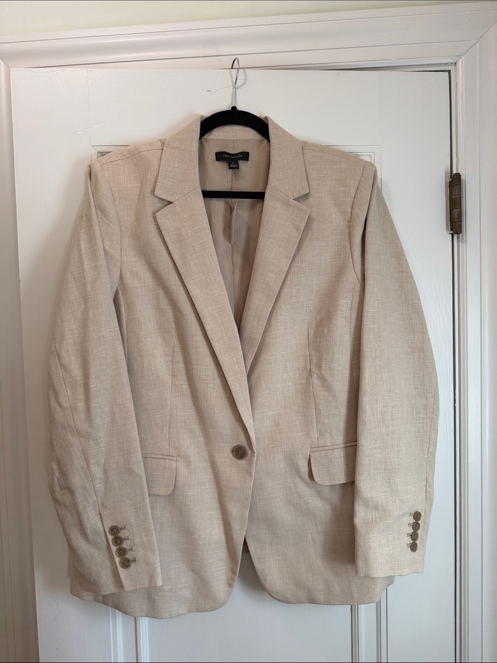 Ann Taylor Light Beige Single-Button Blazer